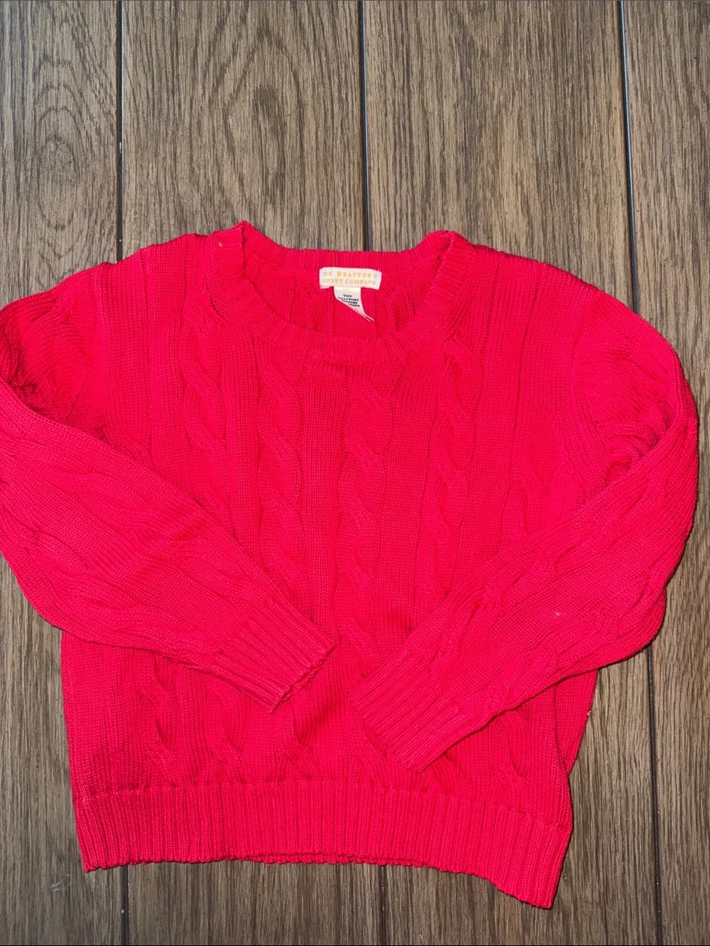 The Beaufort Bonnet Company Bright Red Cable Knit Sweater